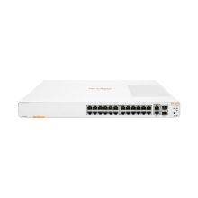 HPE Aruba Networking Switch modelo Instant On 1960 con 24 puertos Gigabit Ethernet (10/100/1000), 2 puertos GT y 2 puertos SFP+, gestión L2+, color blanco SKU: JL806A#ABB