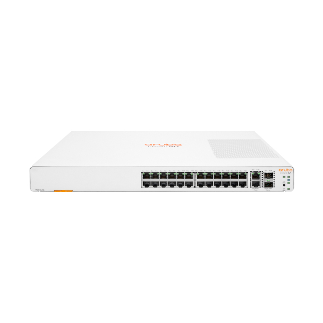 HPE Aruba Switch Instant On 1960 con 24 Puertos Gigabit y 2 SFP+ HPE Aruba Networking Switch modelo Instant On 1960 con 24 puertos Gigabit Ethernet (10/100/1000), 2 puertos GT y 2 puertos SFP+, gestión L2+, color blanco SKU: JL806A#ABB