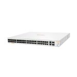 Switch gestionado HPE Aruba Networking Instant On 1960 con 48 puertos Gigabit Ethernet, 2 puertos XGT y 2 puertos SFP+ en color blanco, SKU JL808A#ABB.