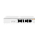 Imagen del switch HPE Aruba Instant On 1430 16G no administrado L2 con 16 puertos Gigabit Ethernet, SKU R8R47A#ABB, color blanco, modelo 1U para redes cableadas.