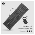 HP Teclado y Ratón con Cable 150 modelo 240J7AA#ABE, conjunto ergonómico y eficiente para ordenador