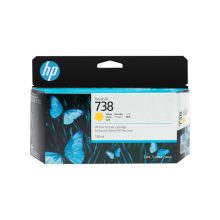 HP Cartucho de tinta amarilla DesignJet 738, 130 ml, SKU 498N7A. Consumibles para impresoras de alta calidad.