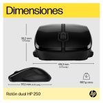 HP Ratón Dual 250, conectividad inalámbrica, precisión óptica y SKU 6V2J7AA#ABB