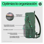 HP Mochila Campus verde con diseño ergonómico, amplia capacidad y comodidad para portátiles SKU 7K0E4AA