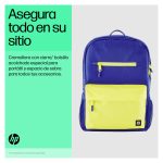 Mochila HP Campus en color azul, ideal para portátiles y accesorios, con gran capacidad y compartimentos diversos. SKU: 7K0E5AA