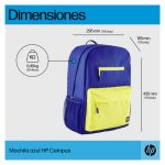 Mochila HP Campus en color azul, ideal para portátiles y accesorios, con gran capacidad y compartimentos diversos. SKU: 7K0E5AA