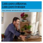 Imagen del HP teclado con cable retroiluminado multidispositivo, modelo 405, SKU 7N7C1AA#ABE, ideal para uso en oficinas y hogares con múltiples dispositivos