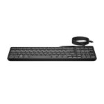 Imagen del HP teclado con cable retroiluminado multidispositivo, modelo 405, SKU 7N7C1AA#ABE, ideal para uso en oficinas y hogares con múltiples dispositivos