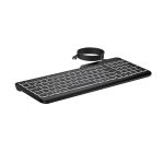 Imagen del HP teclado con cable retroiluminado multidispositivo, modelo 405, SKU 7N7C1AA#ABE, ideal para uso en oficinas y hogares con múltiples dispositivos