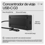El concentrador de viaje HP USB-C G3, SKU 86T46AA#ABB, es un accesorio portátil ideal para expandir conexiones USB, HDMI y Ethernet en laptops.