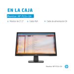 Imagen del monitor HP P22v G4 de 21.5 pulgadas con resolución Full HD 1920 x 1080 en color negro, SKU: 9TT53AA#ABB
