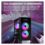 Vista frontal del HP OMEN 35L GT16-0000ns con AMD Ryzen 5 8500G, 16 GB DDR5-SDRAM, 1 TB SSD, NVIDIA GeForce RTX 4060 Ti y Windows 11 Home. SKU: AE0C5EA#ABE