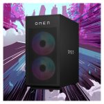 Vista frontal del HP OMEN 35L GT16-0000ns con AMD Ryzen 5 8500G, 16 GB DDR5-SDRAM, 1 TB SSD, NVIDIA GeForce RTX 4060 Ti y Windows 11 Home. SKU: AE0C5EA#ABE