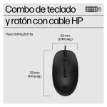 Combo de teclado y ratón con cable HP modelo 225, color negro, SKU AX2Y7AA#ABE, diseño ergonómico y conexión USB