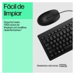 Combo de teclado y ratón con cable HP modelo 225, color negro, SKU AX2Y7AA#ABE, diseño ergonómico y conexión USB