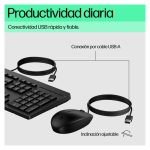 Combo de teclado y ratón con cable HP modelo 225, color negro, SKU AX2Y7AA#ABE, diseño ergonómico y conexión USB