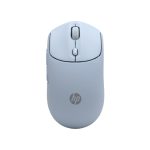 Vista lateral del HP Ratón inalámbrico silencioso 400 con número de referencia AZ7B4AA#ABB, ideal para un uso silencioso y cómodo.