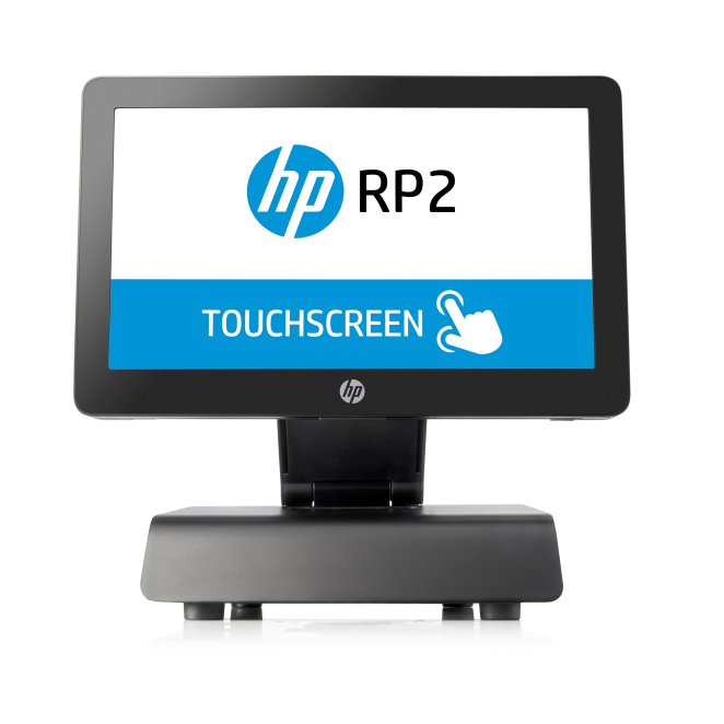 HP RP2 Sistema de Punto de Venta Todo-en-Uno con Pantalla Táctil HP RP2, Modelo 2000 (ENERGY STAR) con procesador J1900 de 2 GHz, pantalla táctil de 35,6 cm (14 pulgadas) con resolución 1366 x 768 pixeles, color negro, SKU J9C77EA