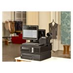 Vista frontal del HP Sistema para minoristas RP5, modelo 5810, con procesador avanzado, SKU P4Y50AW