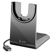 Imagen de la base de carga Poly Voyager con puerto USB-C, modelo 783R7AA, ideal para conectar y cargar dispositivos rápidamente