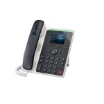 Imagen del Poly Teléfono IP Edge E220 con alimentación a través de Ethernet (PoE), SKU 82M87AA, mostrando su diseño moderno y pantalla clara