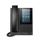 Imagen del teléfono multimedia empresarial CCX 505 de Poly, SIP abierto, pantalla táctil y habilitado para PoE. SKU: 82Z82AA