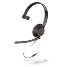 Auriculares Poly Blackwire 5210 con conector de 3.5 mm, SKU 85Q66AA. Ideales para llamadas claras y cómodas.