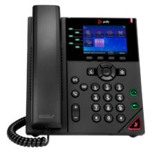 Poly Teléfono IP OBi VVX 350 de 6 líneas con PoE y fuente de alimentación, SKU 89K70AA, alta calidad de audio y diseño ergonómico