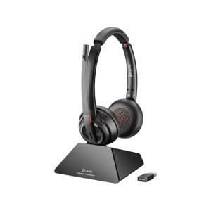 Poly Auriculares Savi 8220 UC con certificación Microsoft Teams. Conectividad DECT 1880-1900 MHz y puerto USB-A. SKU 8D3F5AA#ABB.
