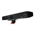 Vista frontal de la Poly Barra de Vídeo Multifunción Studio X52 con micrófonos avanzados y video 4K, SKU 8D8K2AA#ABU