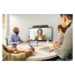 Cámara de videoconferencia Poly Studio X52 con kit de controlador TC10, modelo 8D8L6AA. Incluye características avanzadas como resolución 4K y control táctil, sin radio ni fuente de alimentación.