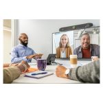 Cámara de videoconferencia Poly Studio X52 con kit de controlador TC10, modelo 8D8L6AA. Incluye características avanzadas como resolución 4K y control táctil, sin radio ni fuente de alimentación.