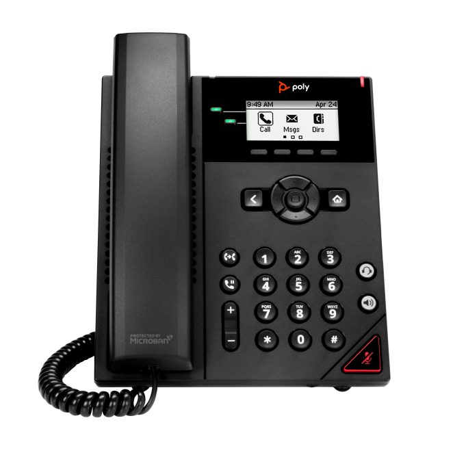 Teléfono IP Poly VVX 150 con 2 líneas y PoE Teléfono IP Poly VVX 150, 2 líneas, alimentación a través de Ethernet, SKU 911N0AA