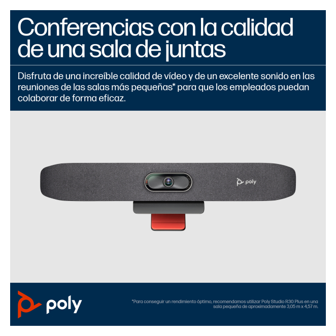Barra de vídeo USB Poly Studio R30 con control remoto Bluetooth y base de acoplamiento HP Barra de vídeo USB Poly Studio R30 con control remoto Bluetooth, incluye SKU 9U3T1AA, ideal para videoconferencias