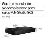 Sistema de videoconferencia Poly G62 con kit de placa de montaje, ideal para salas de reuniones medianas y grandes. SKU: A01KCAA#AC3.