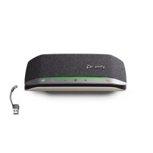 Altavoz Poly Sync 20-M con adaptador USB-C/A, modelo B95VMUT#AC3. Ideal para llamadas en conferencias y alta calidad de audio.
