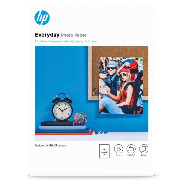 Imagen del HP Papel fotográfico brillante Everyday de 25 hojas tamaño A4, SKU Q5451A