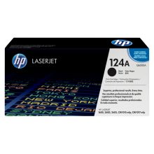 Imagen del cartucho de tóner HP original LaserJet 124A en color negro, SKU Q6000A, ideal para impresión de alta calidad y durabilidad.