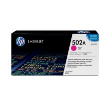 Imagen del cartucho de tóner original HP LaserJet 502A magenta con alta capacidad de impresión, SKU Q6473A, en su caja de empaque.