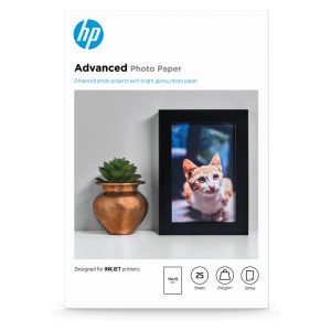 HP Papel fotográfico satinado con brillo Advanced, 10 x 15 cm, sin bordes, paquete de 25 hojas, SKU Q8691A