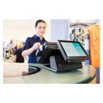 HP Sistema para minoristas RP7 modelo 7800 con pantalla táctil y diseño compacto. SKU T0F01EA.