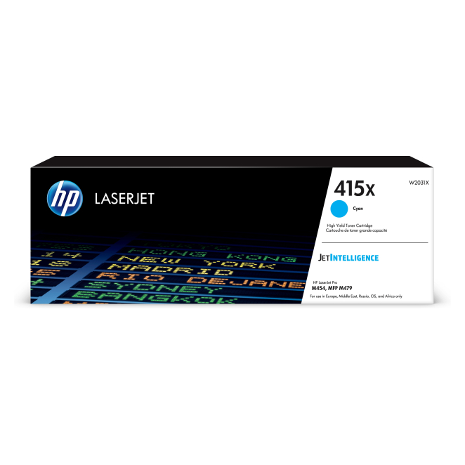 HP Tóner Original LaserJet 415X Cian de Alta Capacidad HP Cartucho de tóner Original LaserJet 415X cian de alta capacidad, SKU W2031X