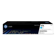 HP Cartucho de tóner Original Laser 117A cian. SKU: W2071A. Compatible con diversas impresoras HP, proporcionando impresiones nítidas y vibrantes.