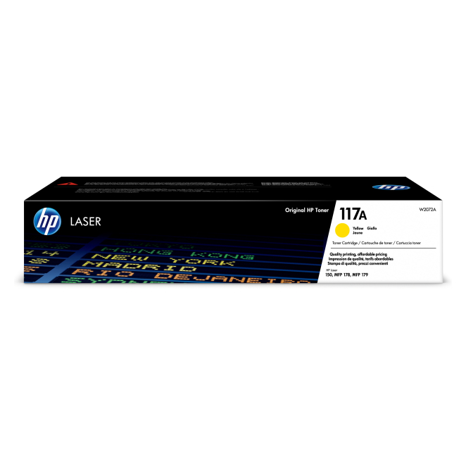 HP cartucho de tóner amarillo Laser 117A para impresoras HP Cartucho de tóner Original Laser 117A en color amarillo, SKU W2072A, ideal para impresoras HP