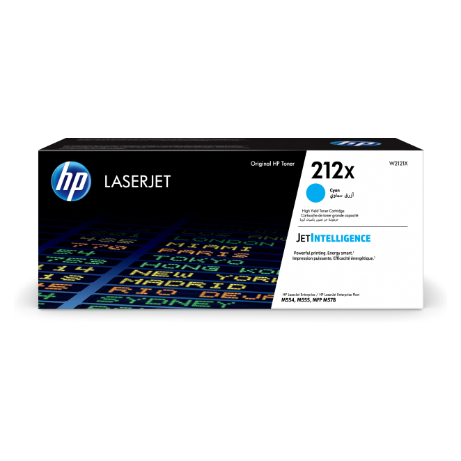HP Cartucho de tóner LaserJet 212X cian alta capacidad Cartucho de tóner HP Original LaserJet 212X cian de alta capacidad SKU W2121X, ideal para impresiones de alta calidad en color cian.