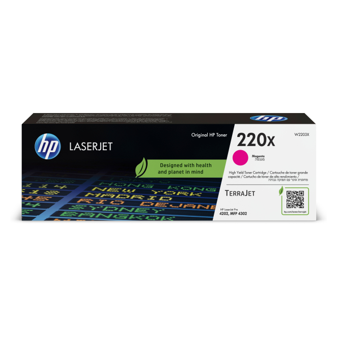 HP Cartucho de tóner LaserJet 220X magenta de alto rendimiento HP Cartucho de tóner Original LaserJet 220X magenta, modelo W2203X, apto para impresoras HP con alta capacidad y nitidez de color.