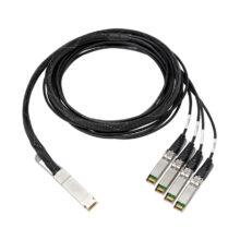 Imagen del HPE 100Gb QSFP28 a 4x25Gb SFP28 3m Direct Attach Copper Cable con SKU 845416-B21, mostrando un cable de alta velocidad adecuado para centros de datos.