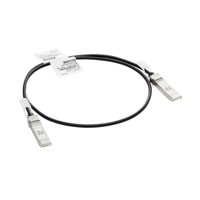 HPE Aruba Cable 10G SFP+ a SFP+ Direct Attach 1m HPE Aruba Networking 10G SFP+ a SFP+ 1 metro Direct Attach Copper Cable, SKU J9281D, para conectividad de centros de datos