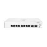 Imagen del HPE Aruba Instant On Switch de 8 puertos Gigabit y 2 puertos SFP, SKU JL680A, ideal para redes de alta velocidad.