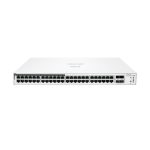 HPE Aruba Networking Instant On Switch 48p Gigabit con características PoE, 4 puertos SFP y potencia de 370W. SKU: JL815A